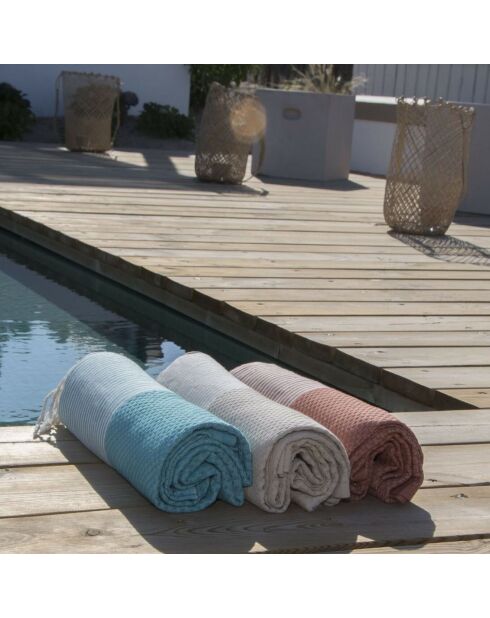 Fouta Ibiza Nido d'ape beige - 100x200 cm