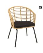 2 Fauteuils en rotin synthétique naturel - 56x61x78 cm