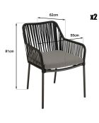 2 Fauteuils cordage noirs - 55x62x81 cm