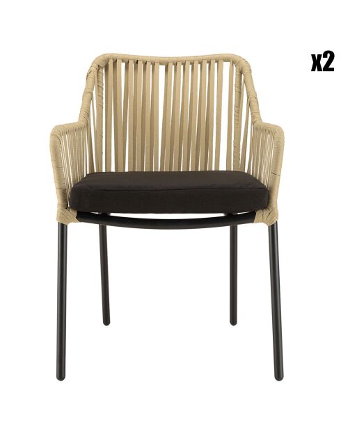 2 zwarte touwstoelen - 55x62x81 cm