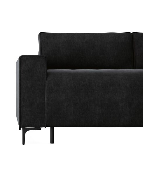 Canapé convertible express Léo velours noir - 215x100x90 cm