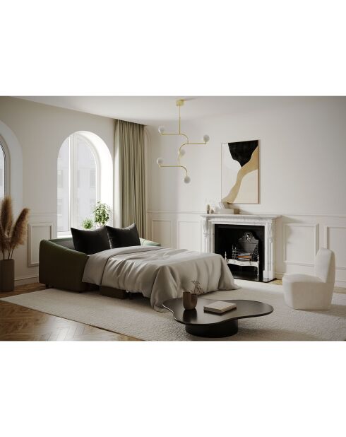 Nora express converteerbare bank olijfgroene geweven stof - 225x108x88 cm