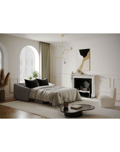 Nora Express Schlafsofa aus betongrauem Webstoff - 225x108x88 cm