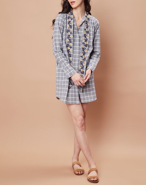 Robe/Tunique Florencia en Coton blanc/marine