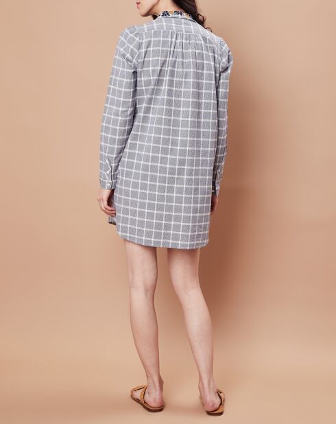 Robe/Tunique Florencia en Coton blanc/marine