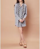 Robe/Tunique Florencia en Coton blanc/marine