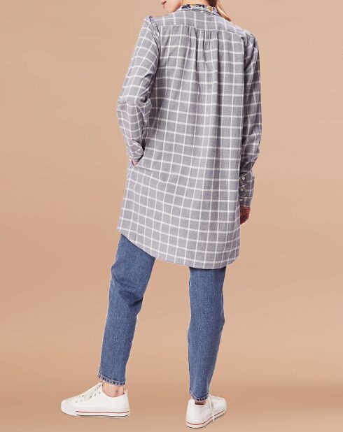Robe/Tunique Florencia en Coton blanc/marine