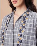 Robe/Tunique Florencia en Coton blanc/marine