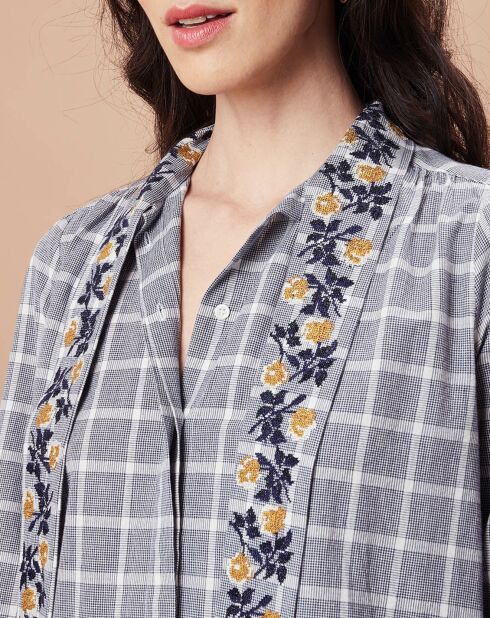 Robe/Tunique Florencia en Coton blanc/marine