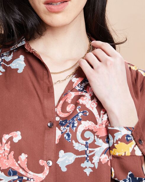 Chemise Marbella fluide à motifs marron