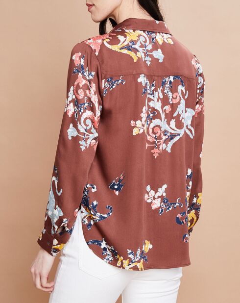Chemise Marbella fluide à motifs marron