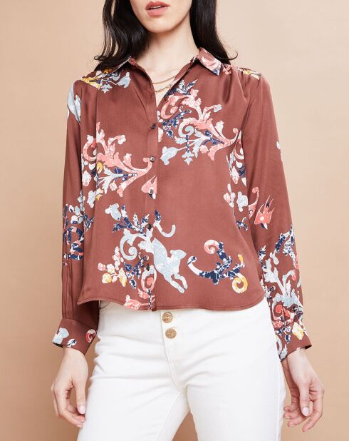 Chemise Marbella fluide à motifs marron