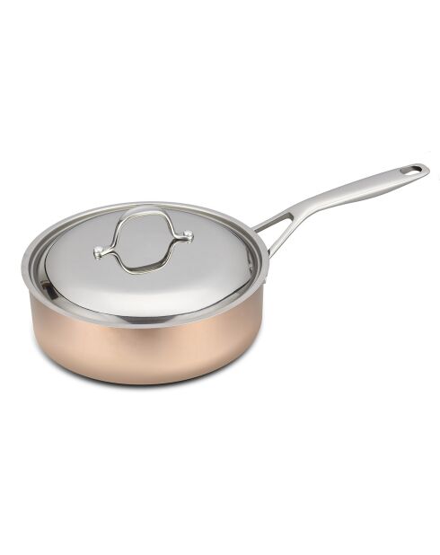 Sauteuse avec couvercle induction B chef cuivrée - D.24 cm