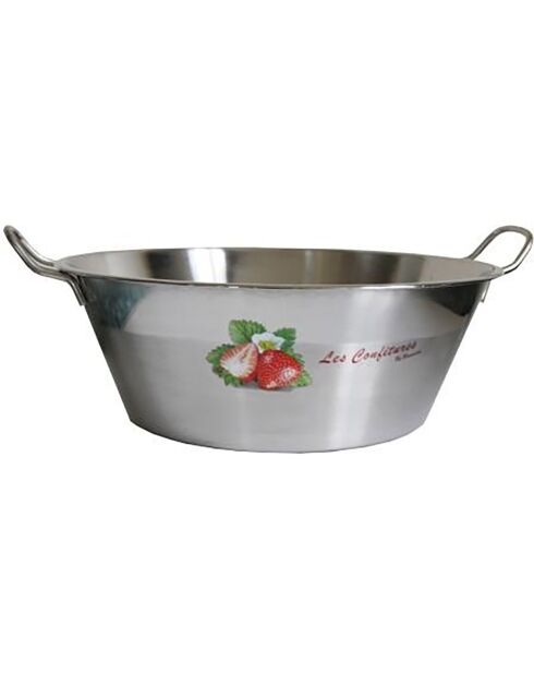Bassine à confiture avec décor 'les confitures - fraises' grise - D. 38 cm