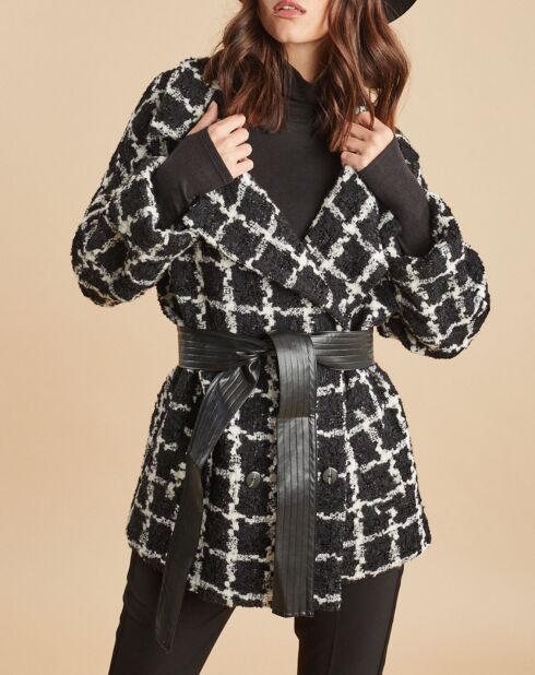 Veste Amy à carreaux noir/écru