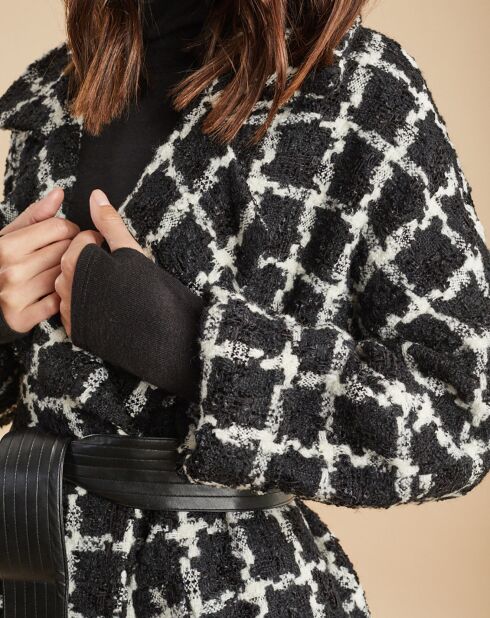 Veste Amy à carreaux noir/écru