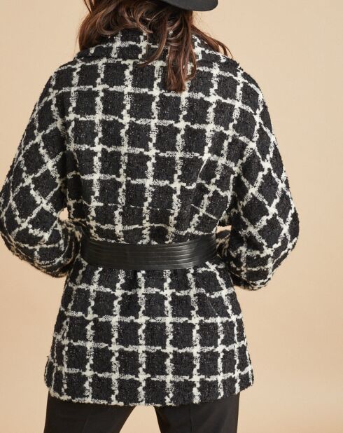 Veste Amy à carreaux noir/écru