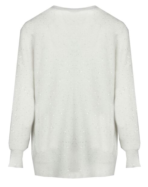 Cardigan en Laine & Mohair mélangés Basal à sequins blanc perle