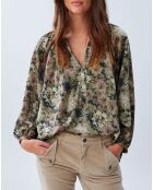 Blouse satinée Ciara imprimée verte