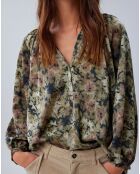 Blouse satinée Ciara imprimée verte