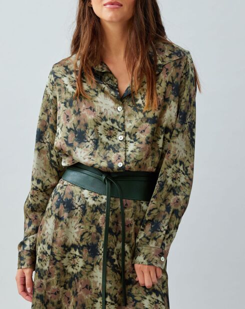 Blusa Ciara in raso stampato verde