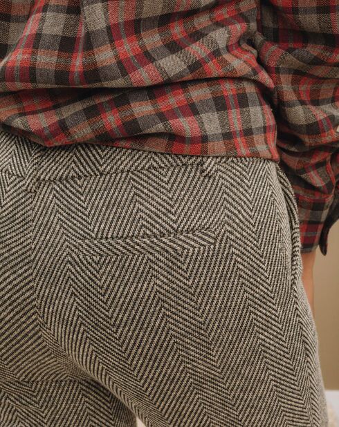 Pantalon fin Cloé chevrons sable
