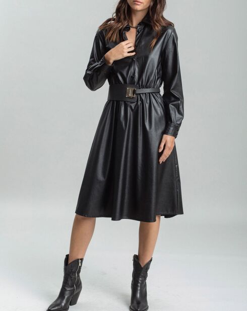 Robe en simili Ivana noire