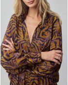 Blouse fluide Lizy imprimée ocre/violet