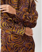 Robe Lizy imprimée ocre/violet