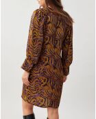 Robe Lizy imprimée ocre/violet