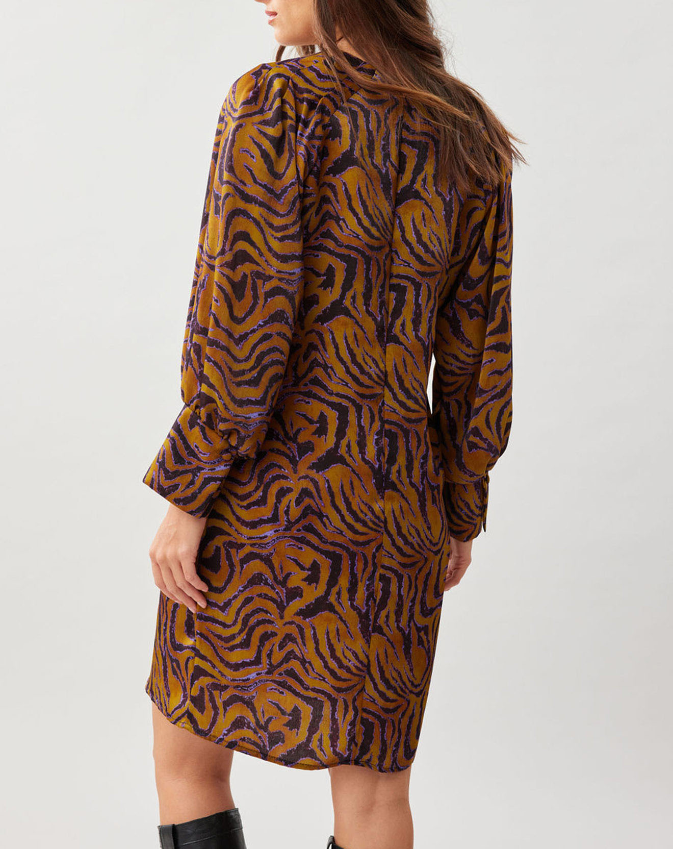 Robe Lizy imprimée ocre/violet