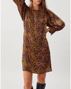 Robe Lizy imprimée ocre/violet