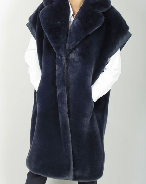 Manteau en Fausse Fourrure Luna bleu foncé