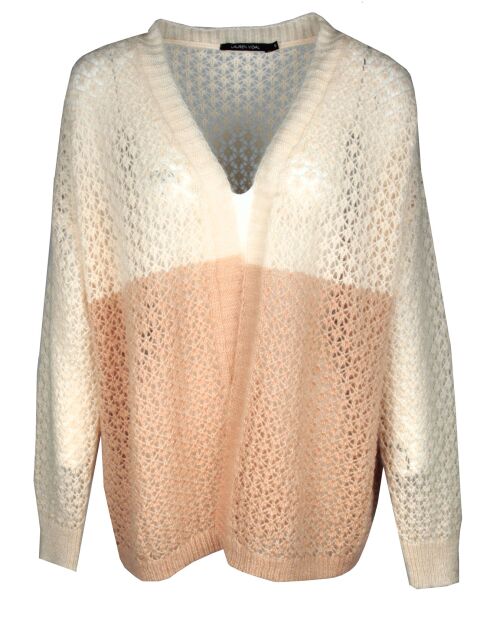 Gilet ajouré en Mohair mélangé Milane abricot/écru