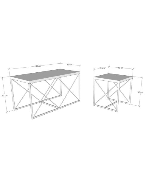 3 Tables basses Defne  marbré/noir