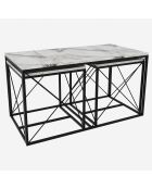 3 Tables basses Defne  marbré/noir