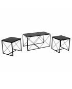 3 Tables basses Defne  noir marbré