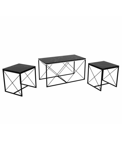 3 Tables basses Defne  noir marbré