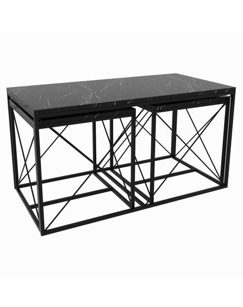3 Tables basses Defne  noir marbré