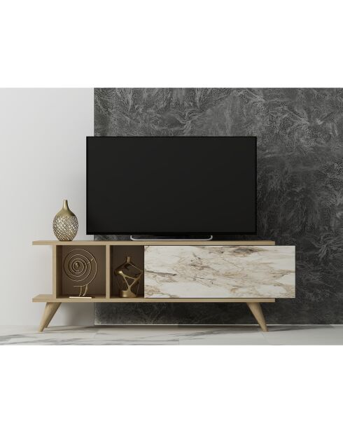 Meuble TV Liberty chêne/marbre - 120x30x45 cm