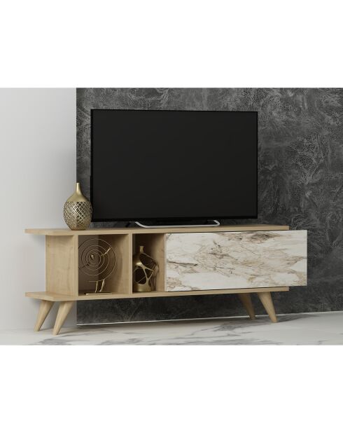 Meuble TV Liberty chêne/marbre - 120x30x45 cm