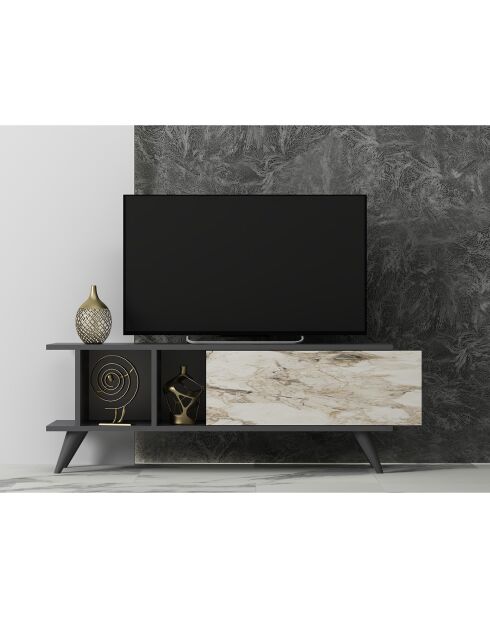 Meuble TV Liberty anthracite/marbre - 120x30x45 cm