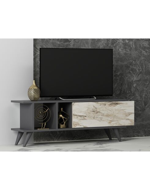 Meuble TV Liberty anthracite/marbre - 120x30x45 cm