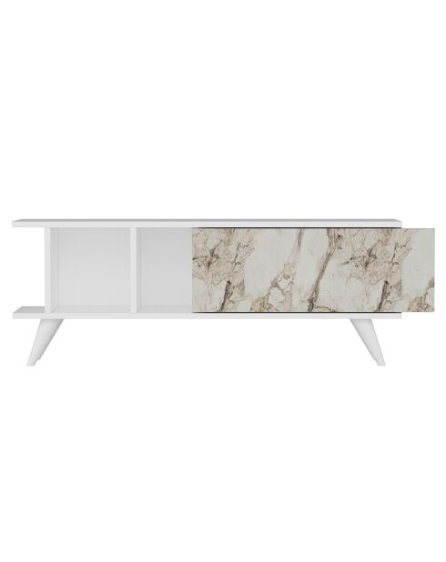 Meuble TV Liberty blanc/marbre - 120x30x45 cm
