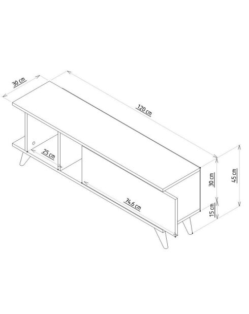Meuble TV Liberty blanc/marbre - 120x30x45 cm