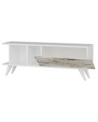 Meuble TV Liberty blanc/marbre - 120x30x45 cm