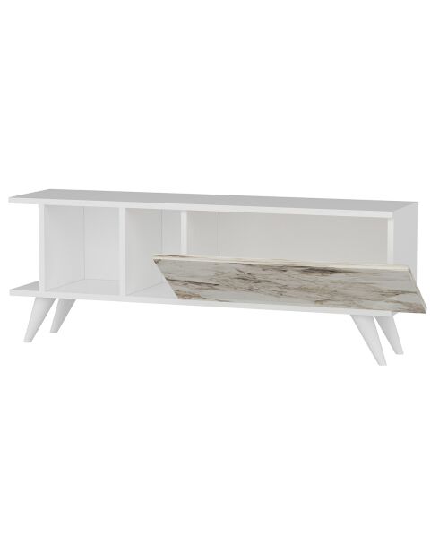 Meuble TV Liberty blanc/marbre - 120x30x45 cm