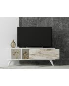 Meuble TV Liberty blanc/marbre - 120x30x45 cm