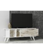 Meuble TV Liberty blanc/marbre - 120x30x45 cm