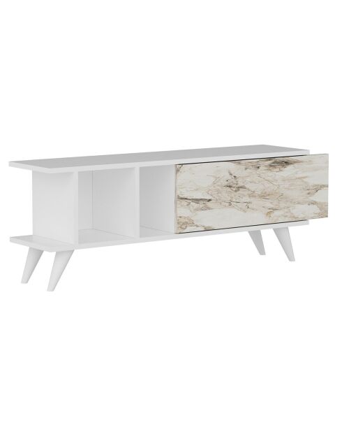 Meuble TV Liberty blanc/marbre - 120x30x45 cm
